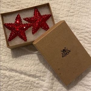 💋💋Red Star Clip On Rhinestone Earrings💋💋